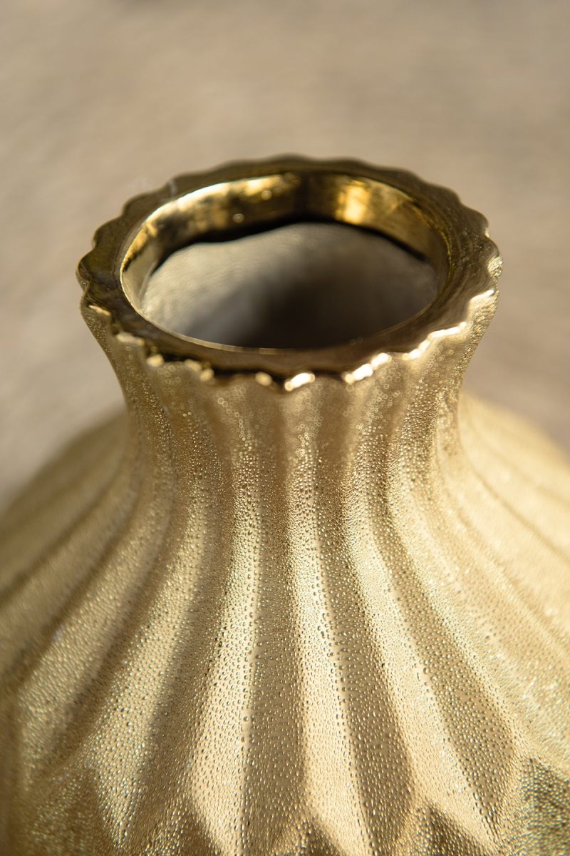 Rustic Geometric Vase in Forest Green & Gold | Clearance - Image 3