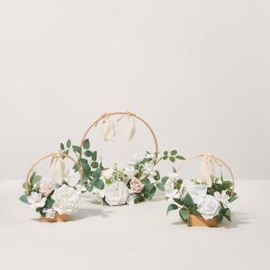 Wreath Hoop Centerpiece Set in White & Sage | Clearance