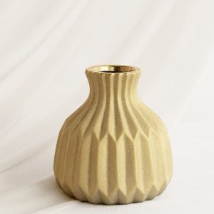 Rustic Geometric Vase in Forest Green & Gold | Clearance