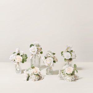 Mini Premade Flower Centerpiece Set in White & Sage