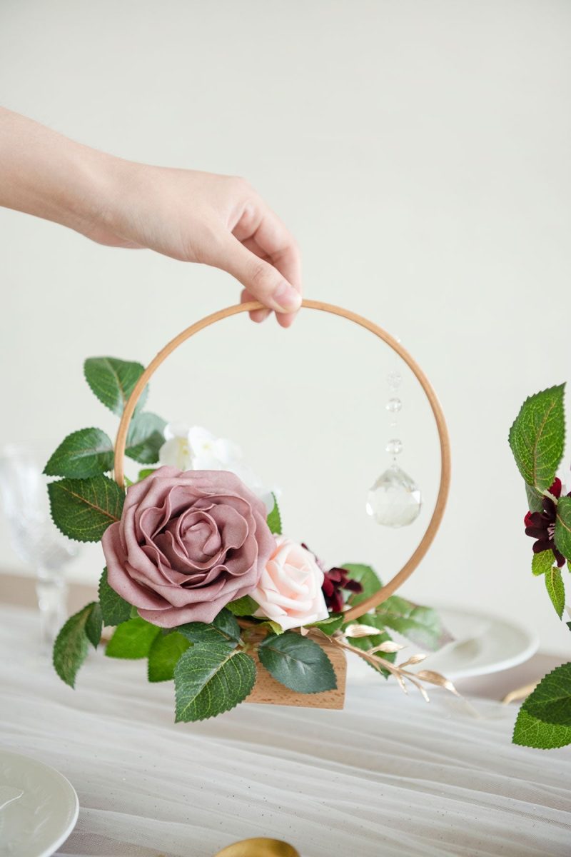 Hoop Centerpiece Set with Crystal in Dusty Rose & Mauve - Image 3