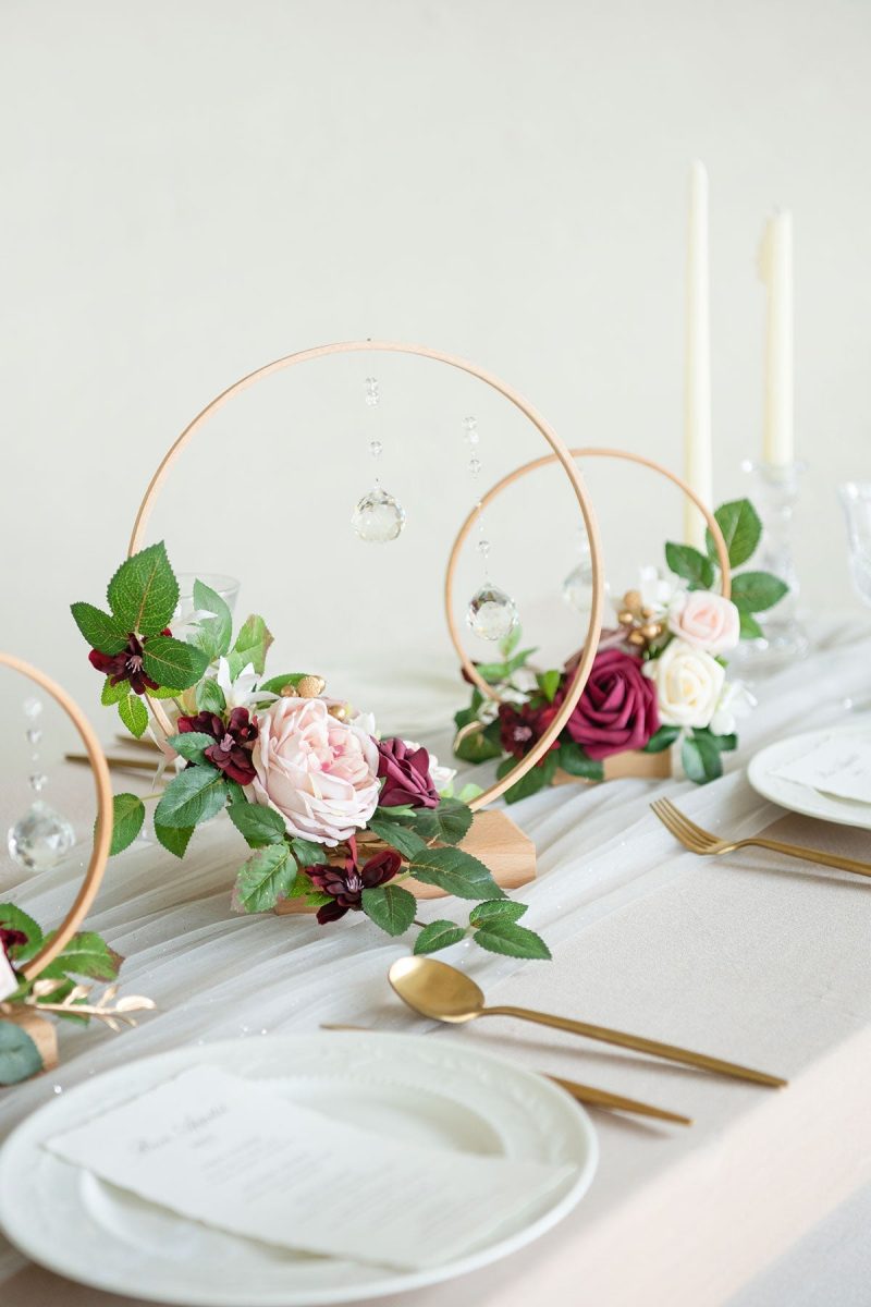 Hoop Centerpiece Set with Crystal in Dusty Rose & Mauve - Image 2