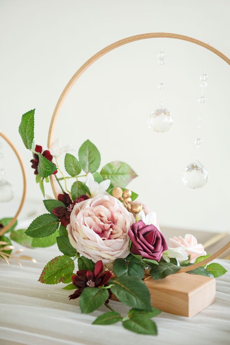 Hoop Centerpiece Set with Crystal in Dusty Rose & Mauve - Image 4
