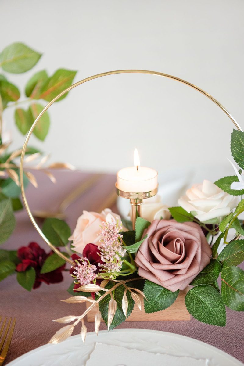 Wreath Hoop Centerpiece Set in Romantic Marsala - Image 4