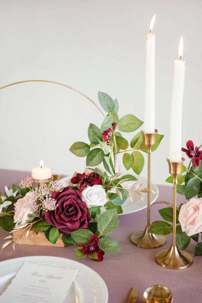 Wreath Hoop Centerpiece Set in Romantic Marsala - Image 3