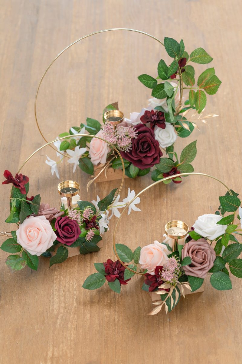 Wreath Hoop Centerpiece Set in Romantic Marsala - Image 6
