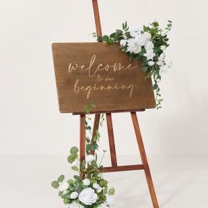 Deluxe Combo Set Flower Sign Decor in White & Sage