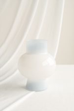 Rounded Belly Glass Vase in Dusty Blue & Navy