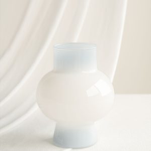 Rounded Belly Glass Vase in Dusty Blue & Navy