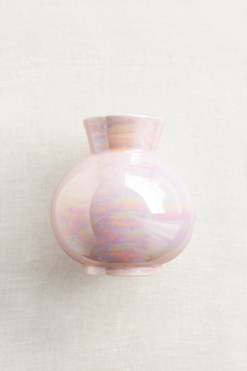 Round Ceramic Vase in Glowing Blush & Pearl - Image 3