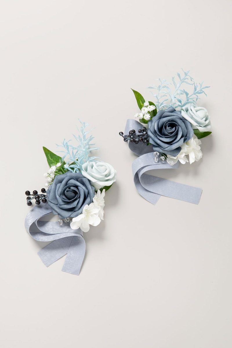 Wrist Corsages in Romantic Dusty Blue - Image 6