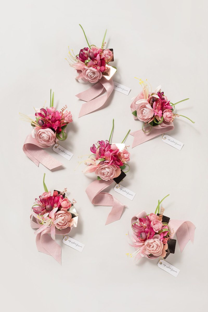 Wrist Corsages in Valentine Magenta | Clearance