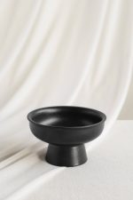 Ceramic Compote Vase in Black | Clearance