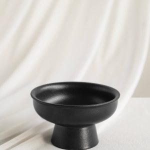 Ceramic Compote Vase in Black | Clearance