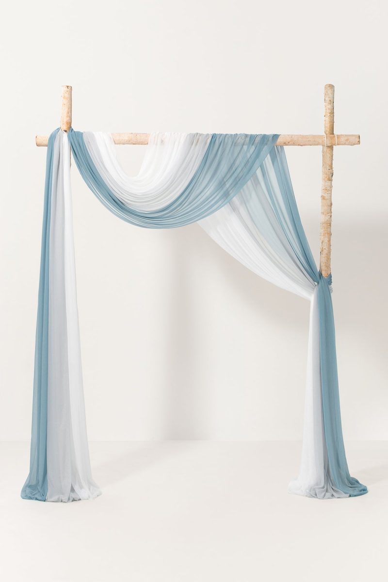 Wedding Arch Drapes in Dusty Blue & Navy - Image 5