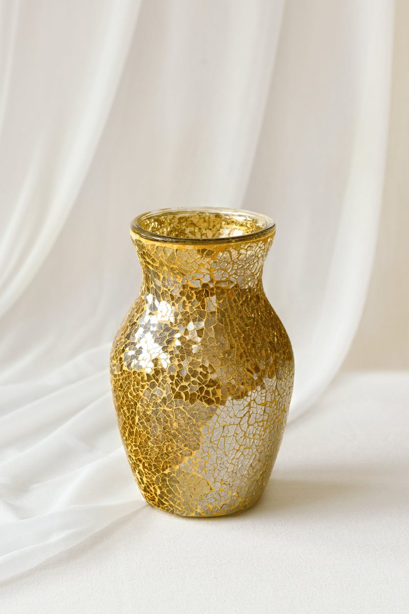 Pearlite Gold Mosaic Glass Vase for Christmas | Clearance