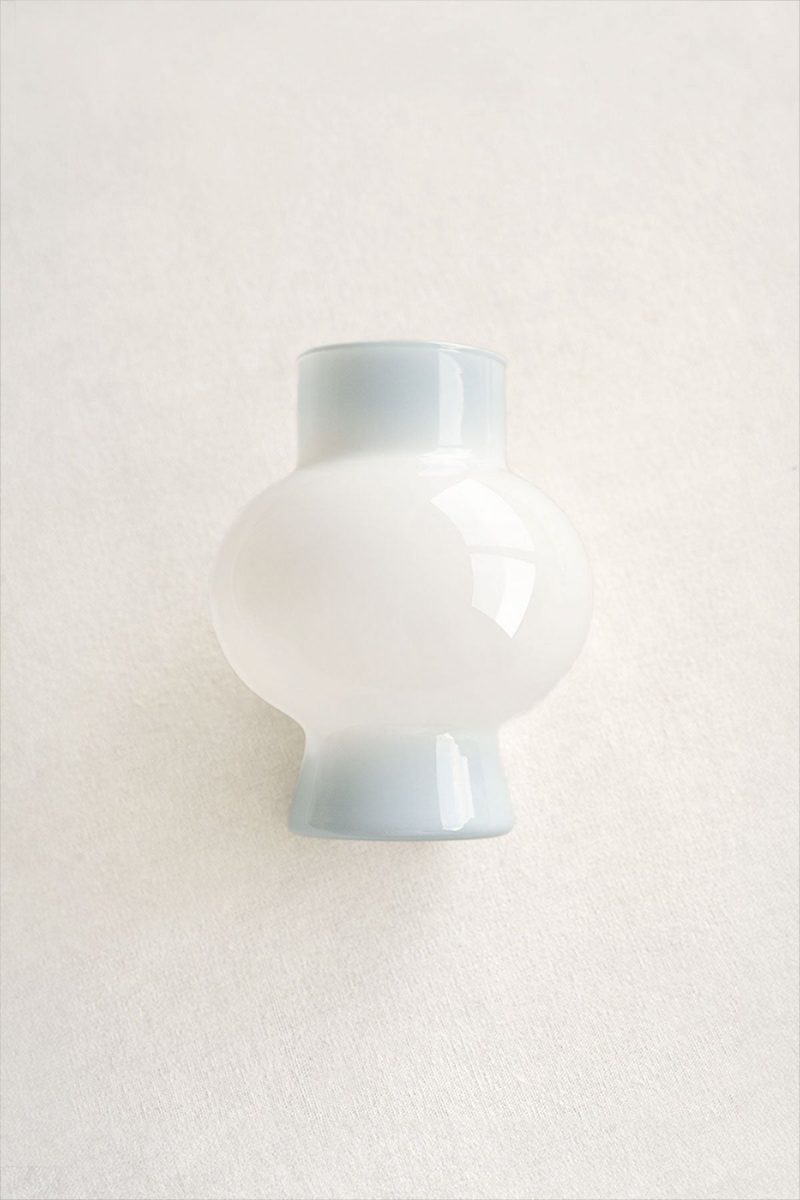Rounded Belly Glass Vase in Dusty Blue & Navy - Image 4