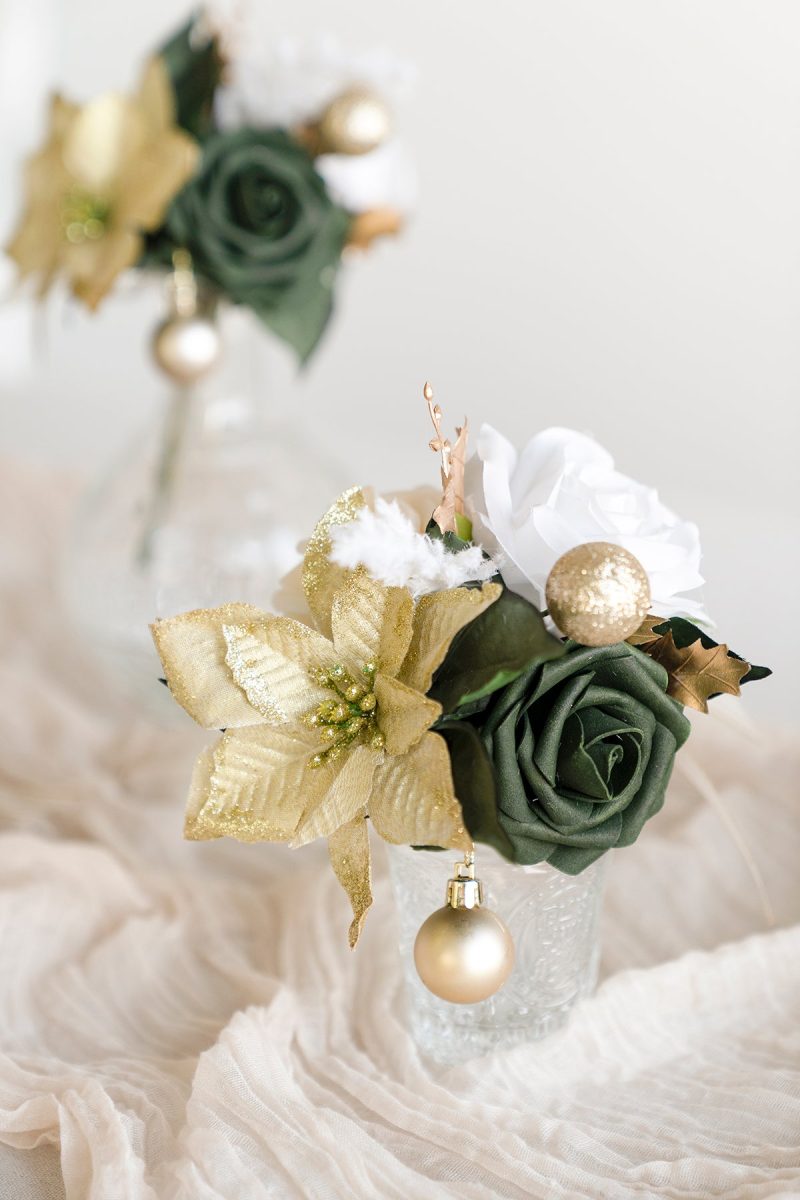 Mini Premade Flower Centerpiece Set in Champagne Christmas | Clearance - Image 3