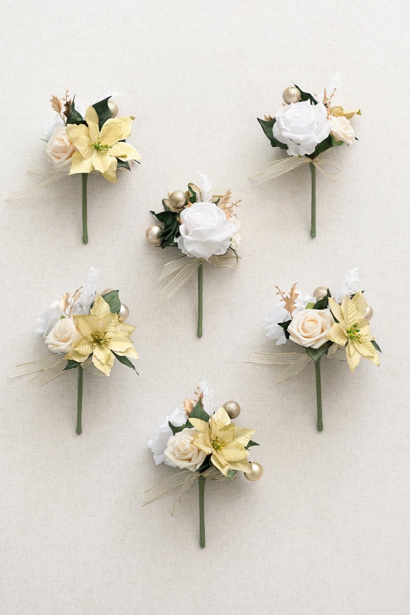 Mini Premade Flower Centerpiece Set in Champagne Christmas | Clearance - Image 4