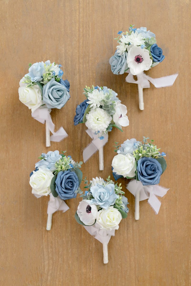 Mini Premade Flower Centerpiece Set in Dusty Blue & Navy - Image 6