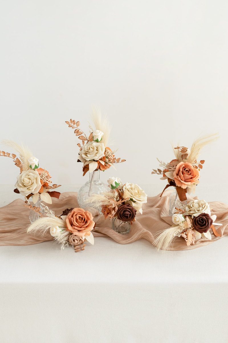 Mini Premade Flower Centerpiece Set in Rust & Sepia