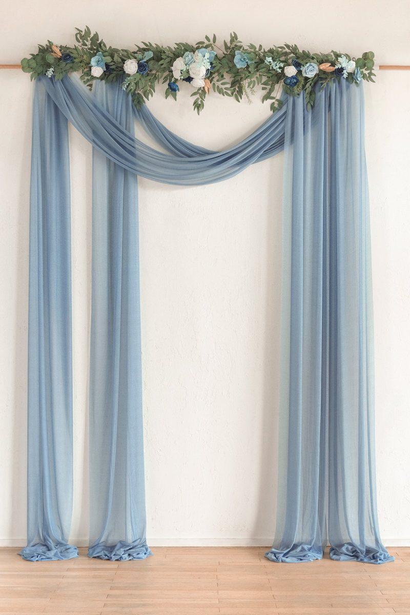 Wedding Arch Drapes in Dusty Blue & Navy - Image 2