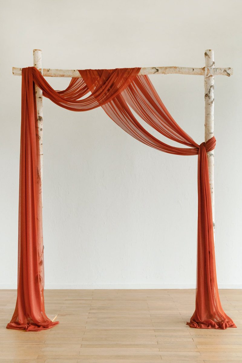 Wedding Arch Drapes in Burnt Orange & Scarlet - Image 5