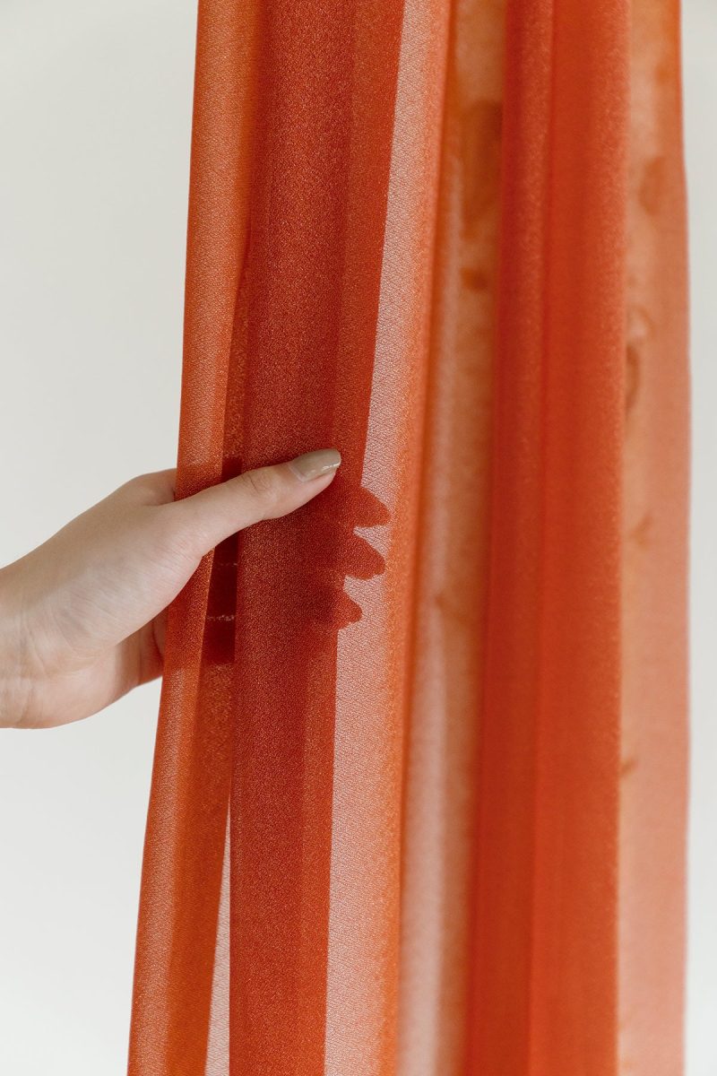 Wedding Arch Drapes in Burnt Orange & Scarlet - Image 7
