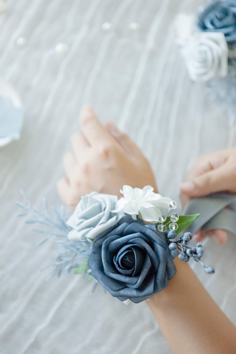 Wrist Corsages in Romantic Dusty Blue - Image 8