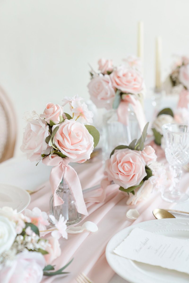 Mini Premade Flower Centerpiece Set in Blush & Cream - Image 2