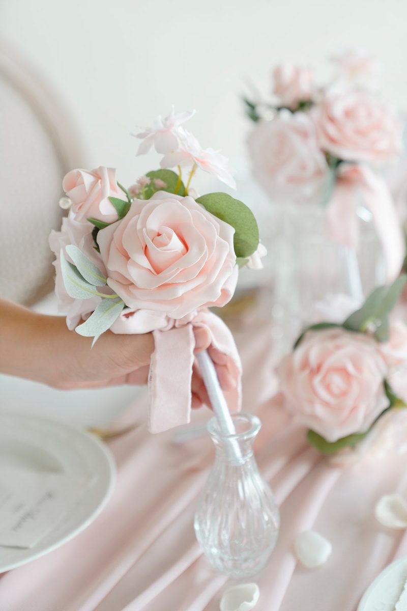 Mini Premade Flower Centerpiece Set in Blush & Cream - Image 3