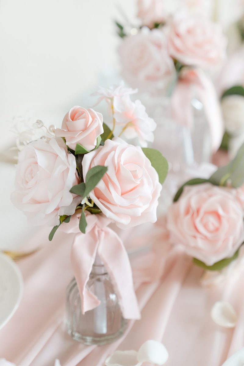 Mini Premade Flower Centerpiece Set in Blush & Cream - Image 4