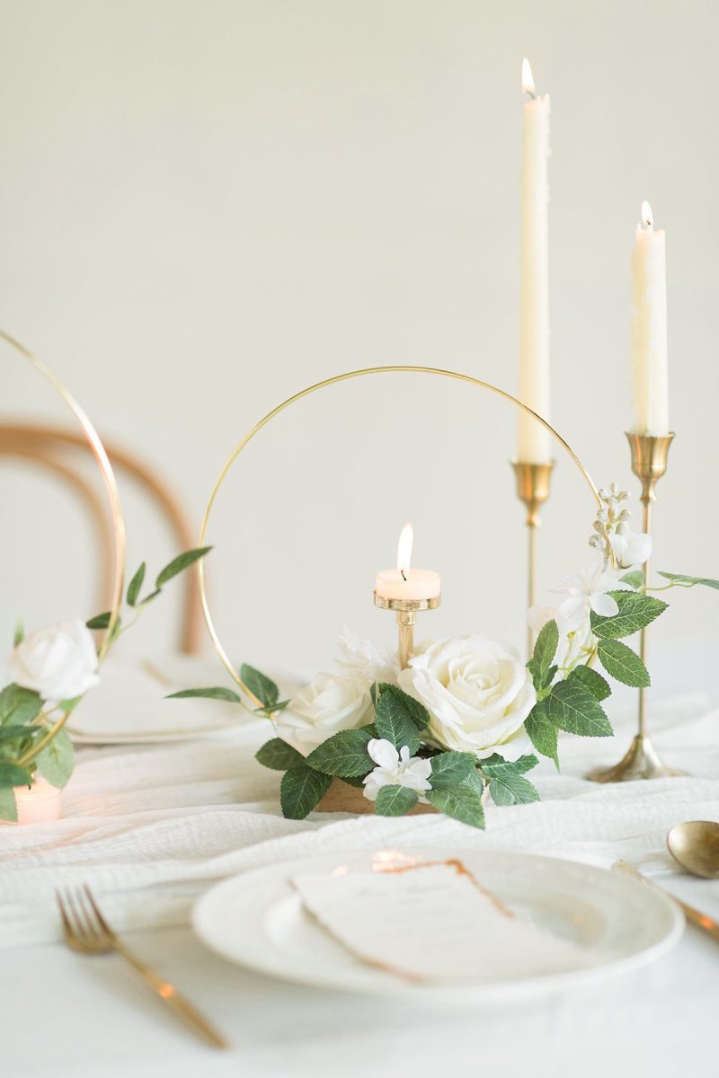 Wreath Hoop Centerpiece Set in White & Sage - Image 2