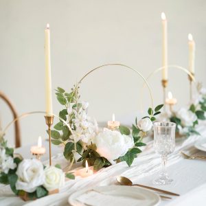 Wreath Hoop Centerpiece Set in White & Sage