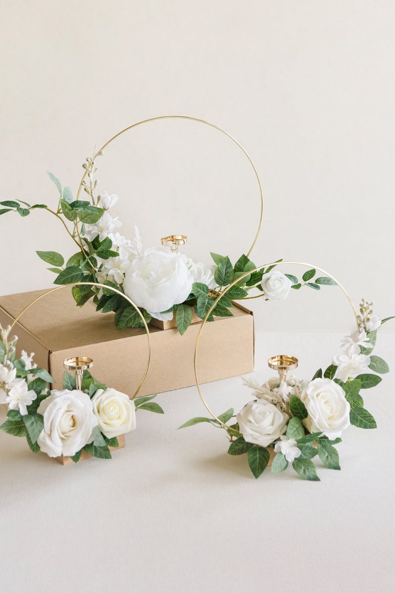Wreath Hoop Centerpiece Set in White & Sage - Image 4