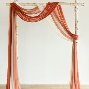 Wedding Arch Drapes in Burnt Orange & Scarlet