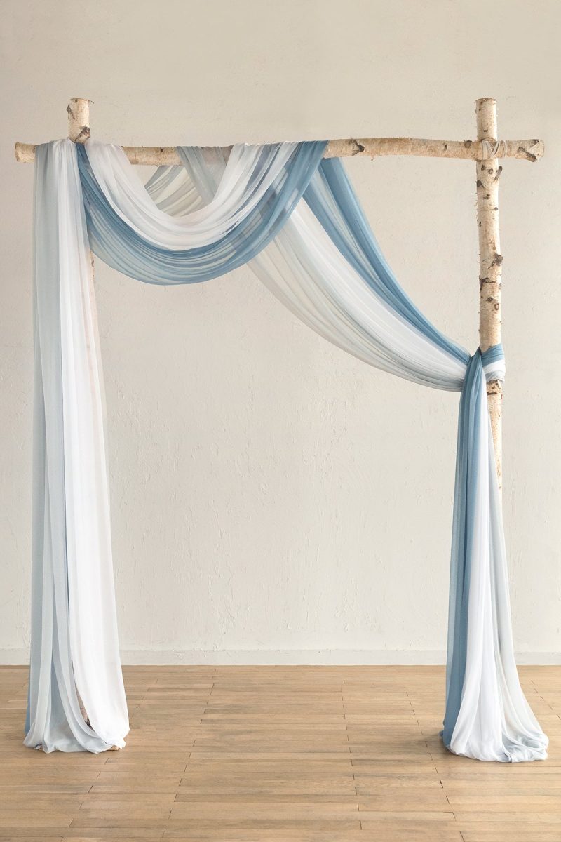 Wedding Arch Drapes in Dusty Blue & Navy - Image 6
