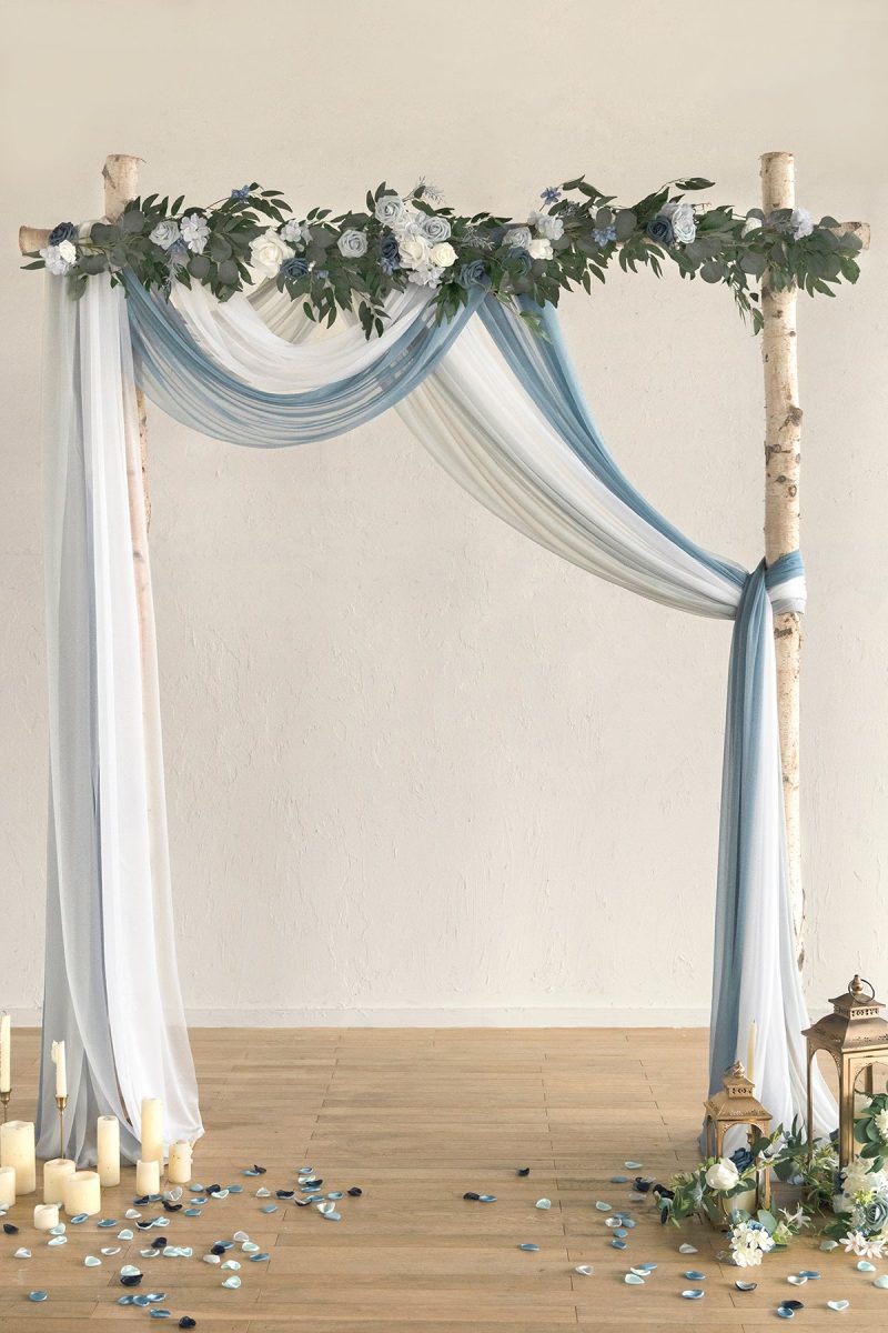 Wedding Arch Drapes in Dusty Blue & Navy - Image 7