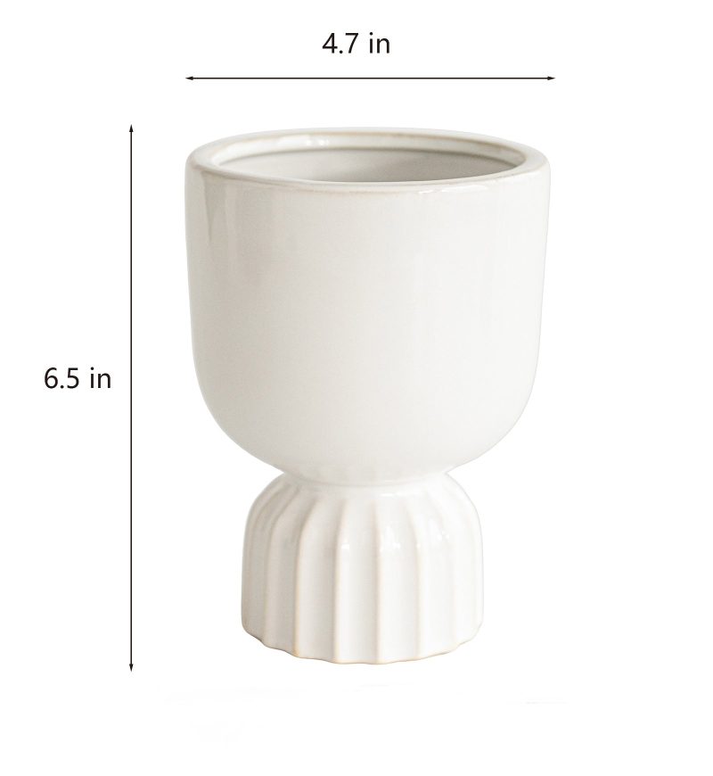 Modern White Glazed Ceramic Vase | Clearance - Image 5
