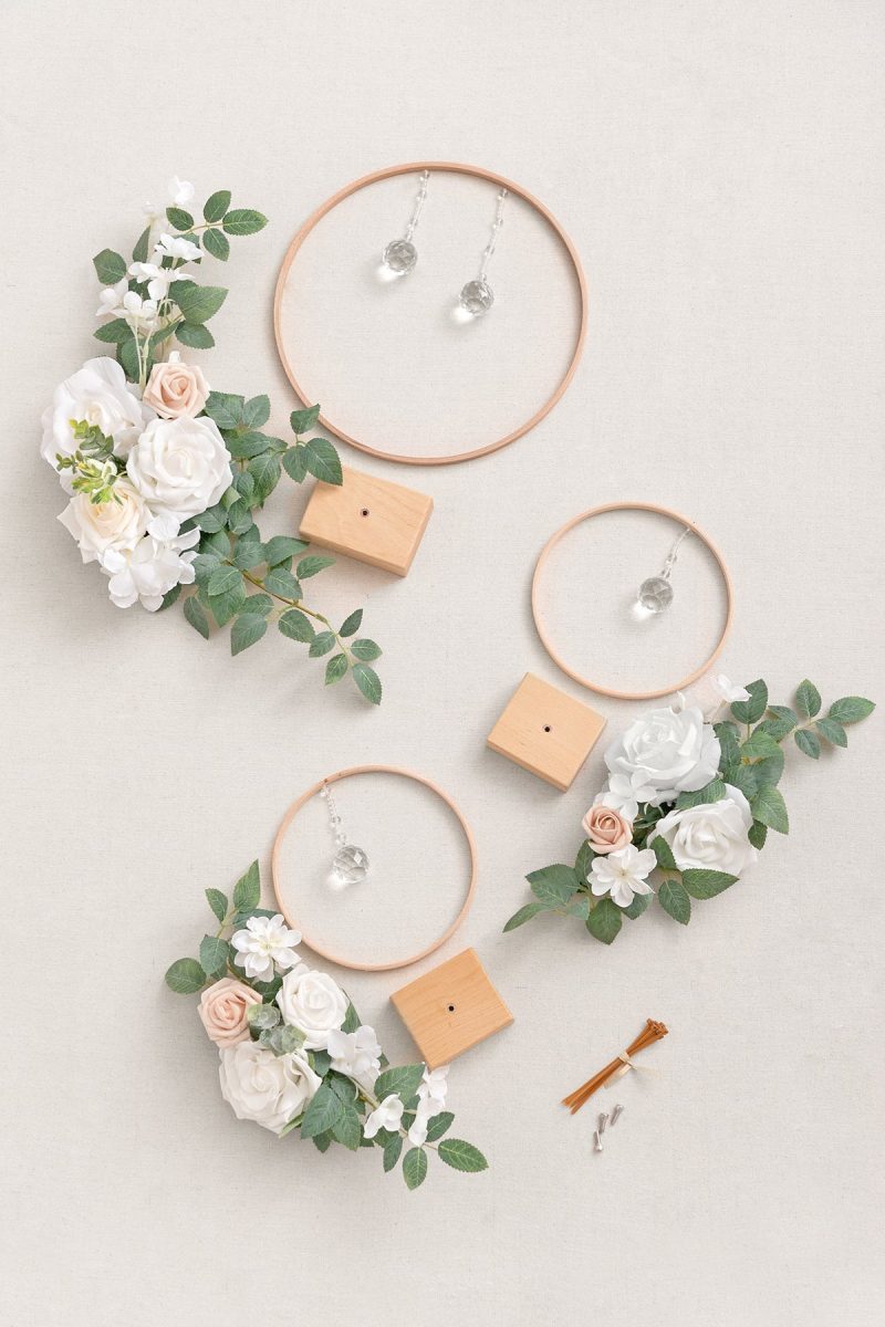 Wreath Hoop Centerpiece Set in White & Sage | Clearance - Image 4