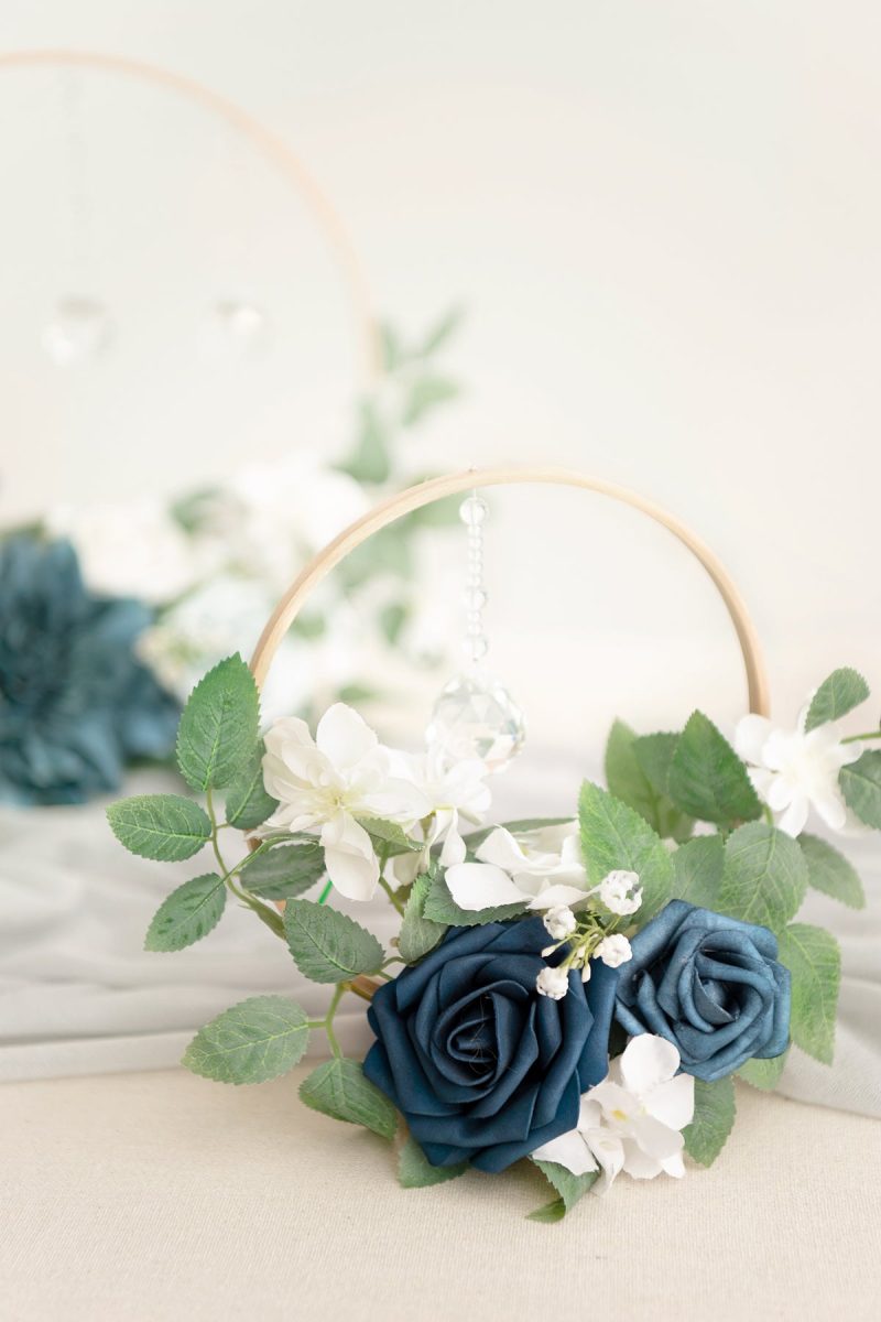 Wreath Hoop Centerpiece Set in Dusty Blue & Navy - Image 4