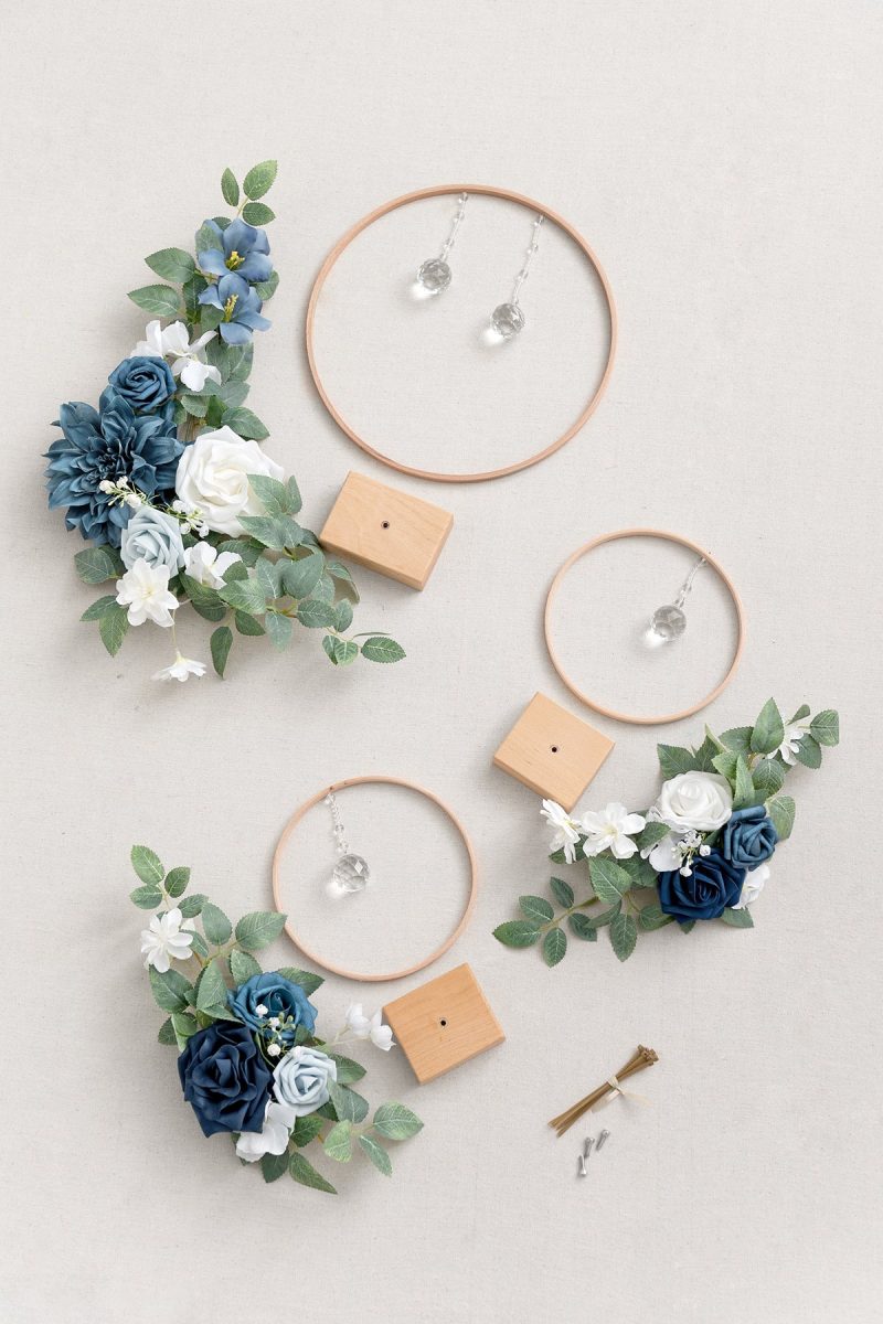Wreath Hoop Centerpiece Set in Dusty Blue & Navy - Image 5