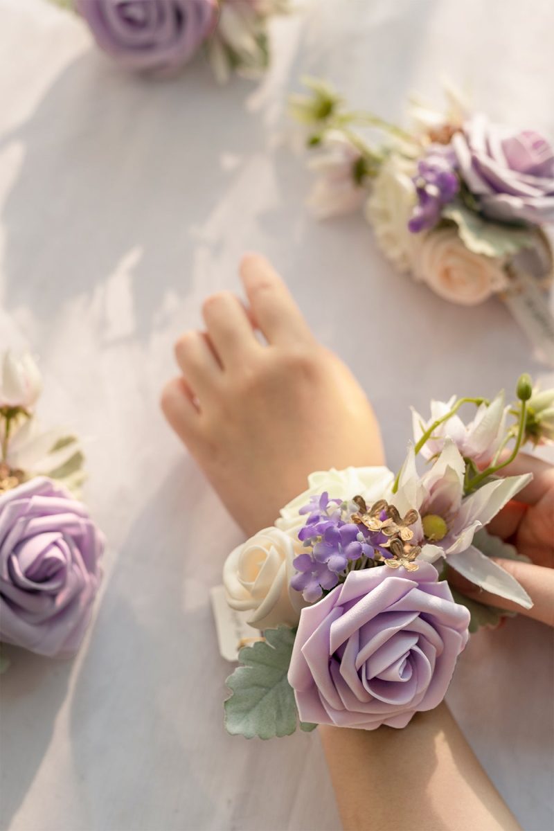 Wrist Corsages in Lilac & Gold - Image 4