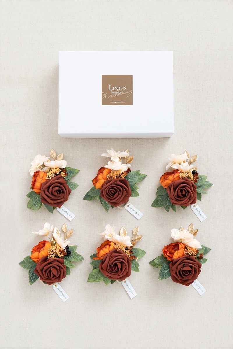 Wrist Corsages in Burnt Orange - Image 5