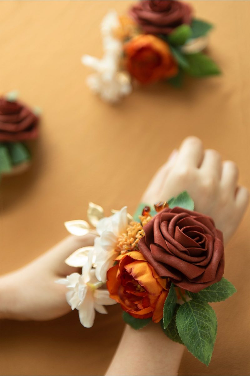 Wrist Corsages in Burnt Orange - Image 3