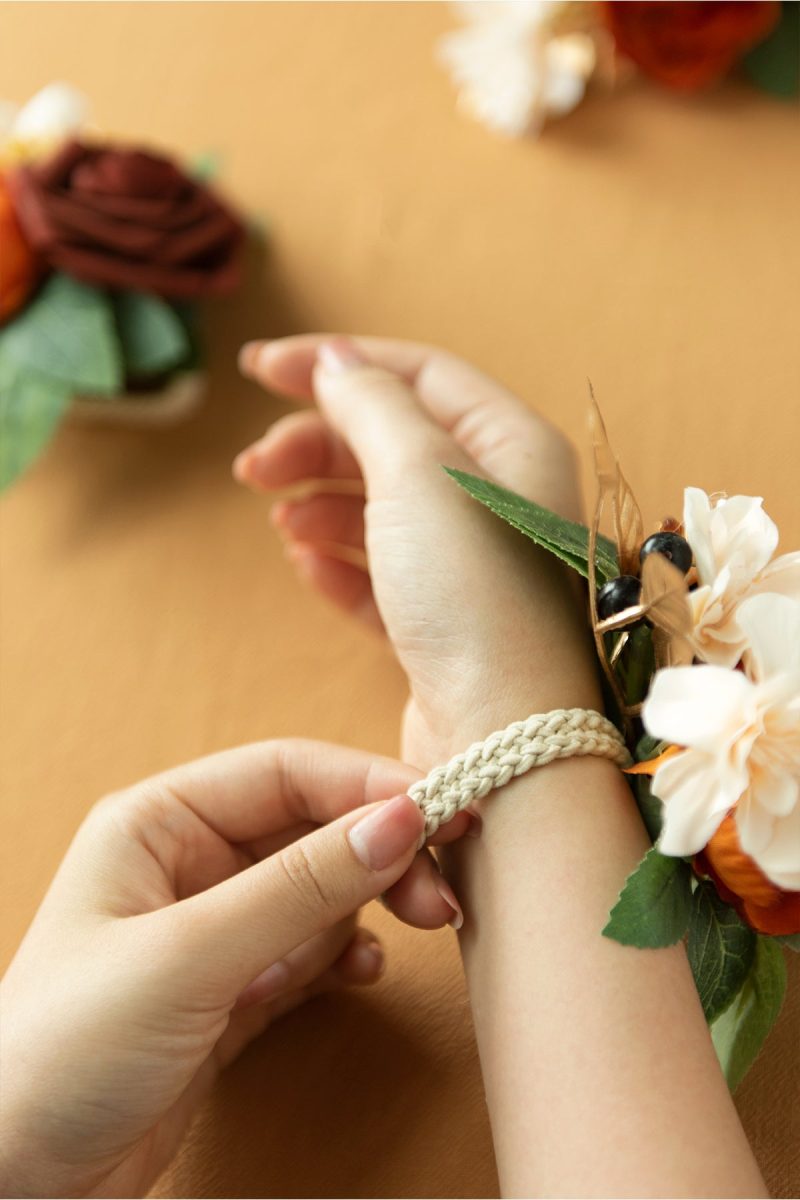 Wrist Corsages in Burnt Orange - Image 4