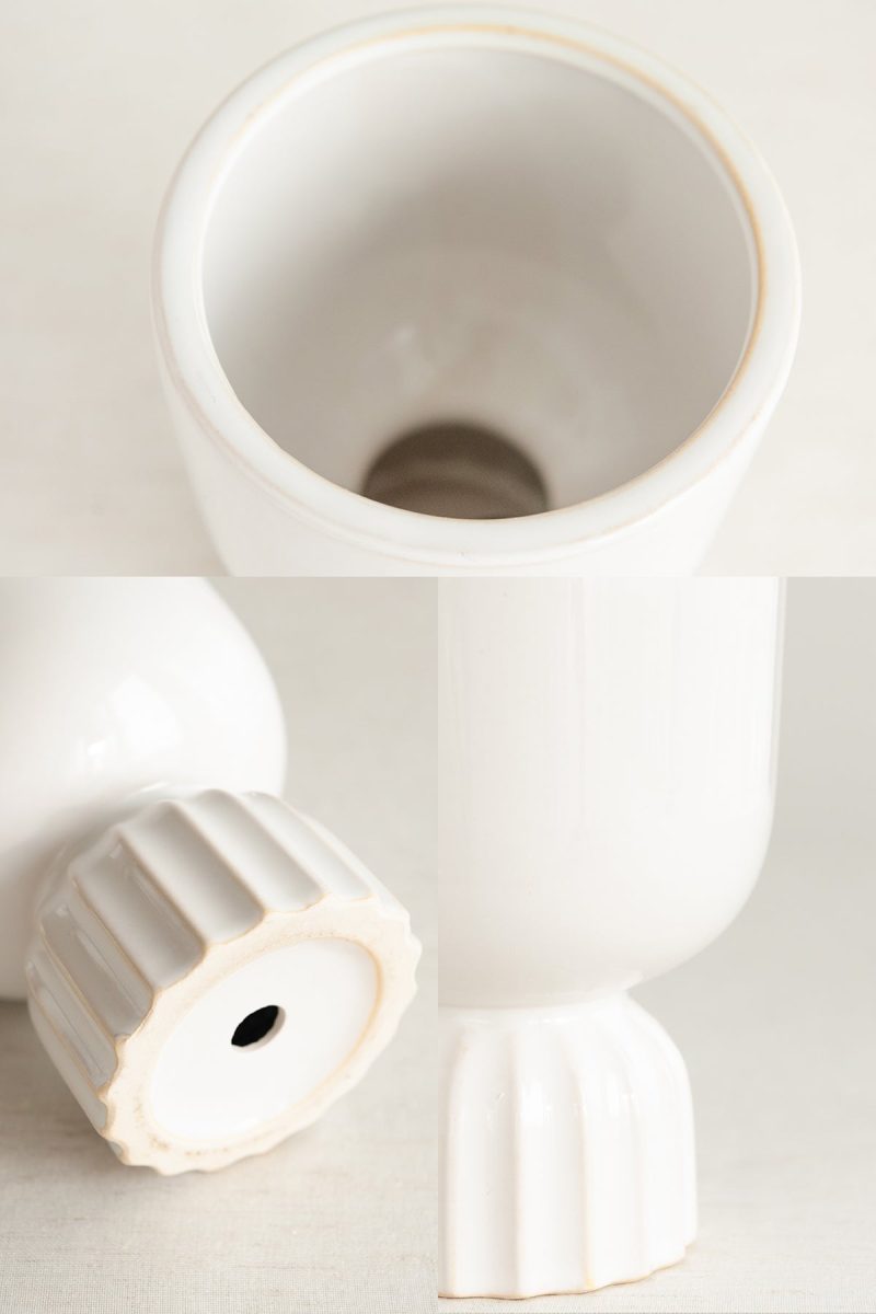 Modern White Glazed Ceramic Vase | Clearance - Image 3