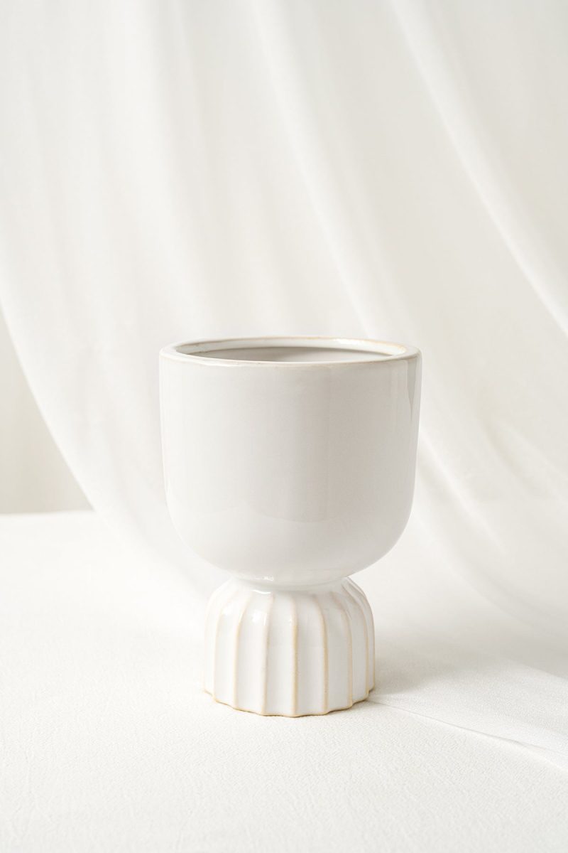 Modern White Glazed Ceramic Vase | Clearance