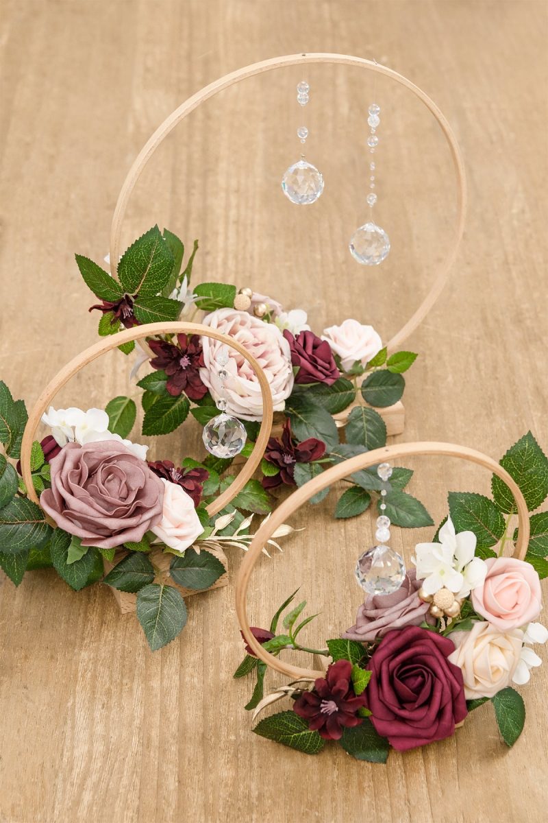 Hoop Centerpiece Set with Crystal in Dusty Rose & Mauve - Image 5