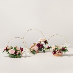 Wreath Hoop Centerpiece Set in Romantic Marsala